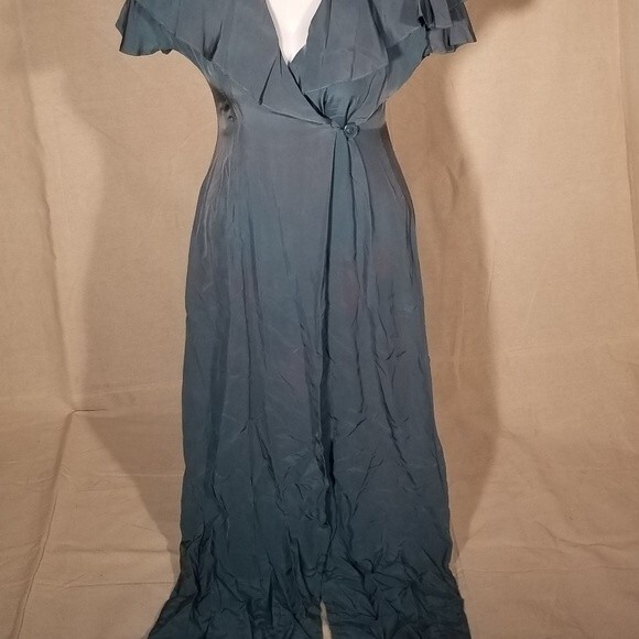 Teal Silk Jumpsuit  (6) - Picture 2 of 4